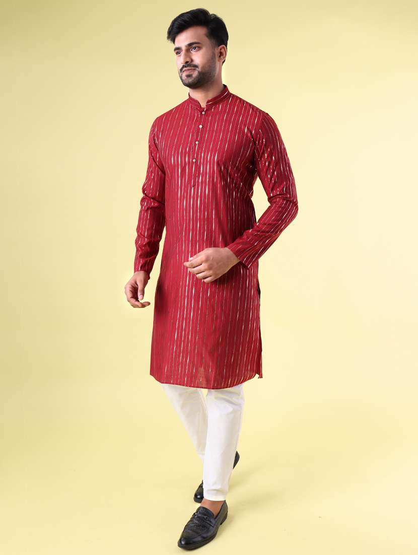 men mandarin neck kurta pyjama ethnic wear set - 22076007 -  Standard Image - 1