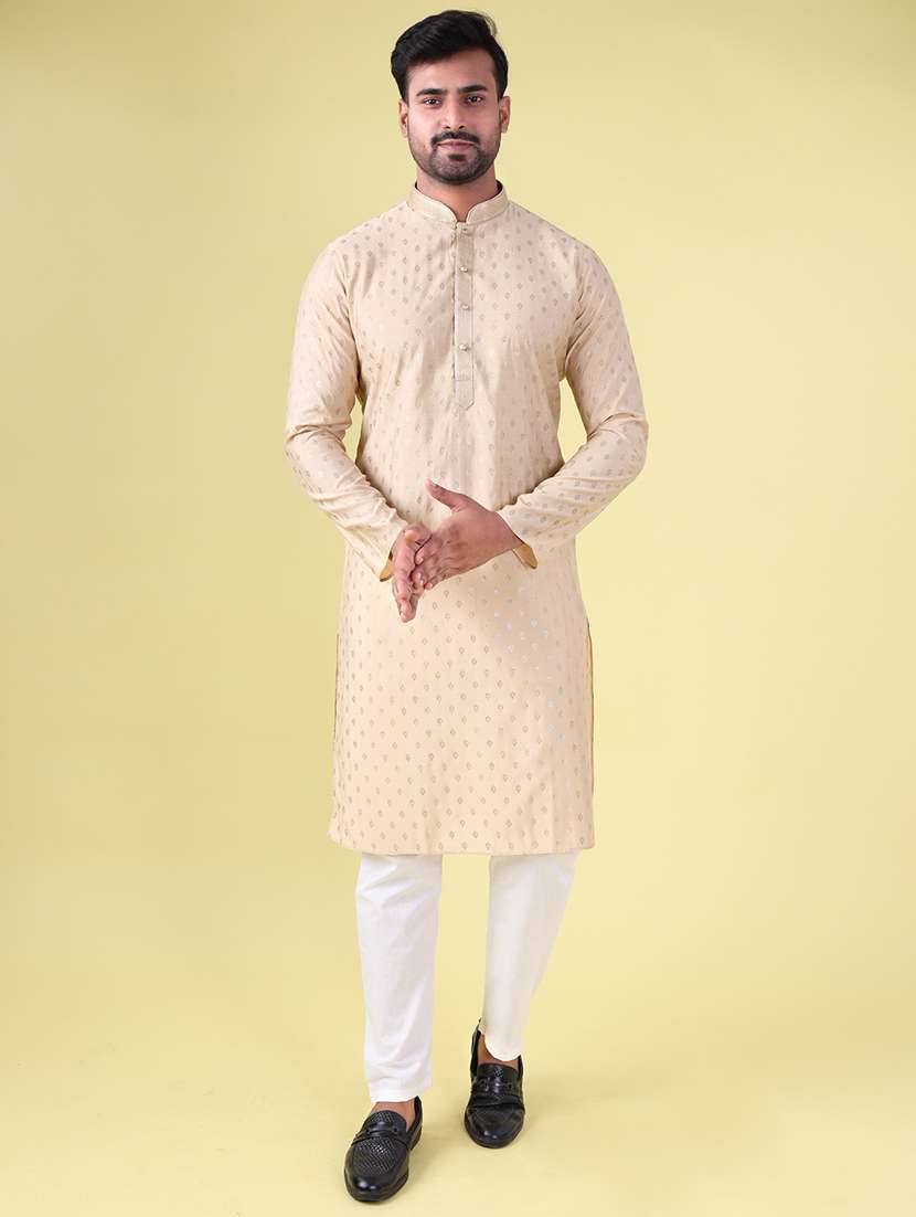 men mandarin neck kurta pyjama ethnic wear set - 22076008 - Standard Image - 1