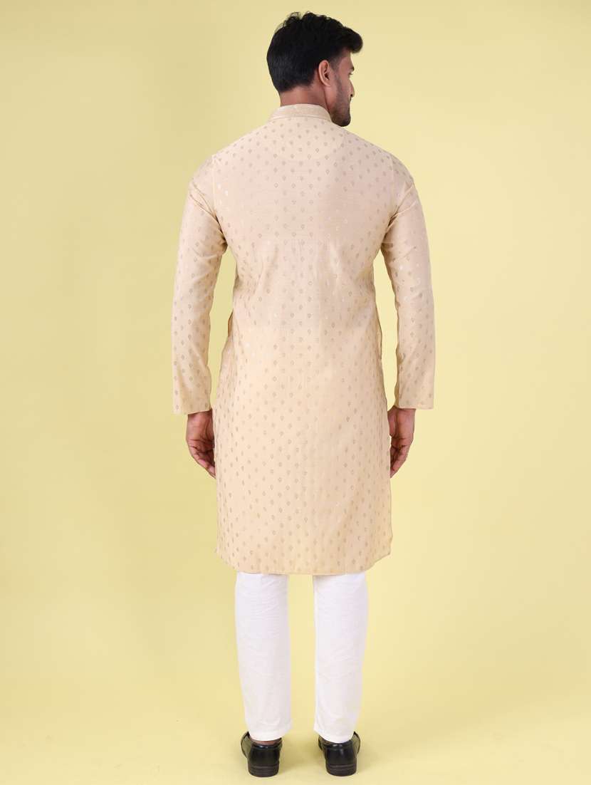 men mandarin neck kurta pyjama ethnic wear set - 22076008 - Standard Image - 4