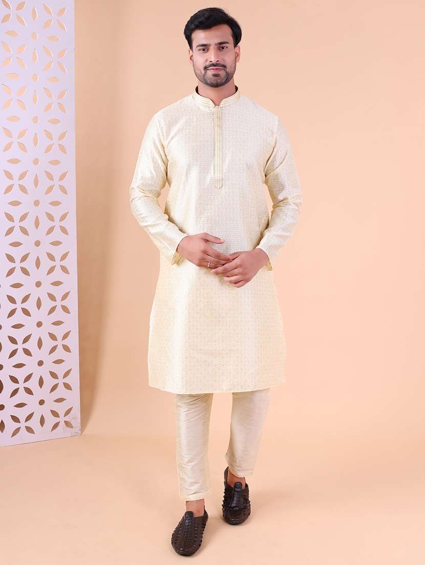 men mandarin neck kurta pyjama ethnic wear set - 22076009 -  Standard Image - 1