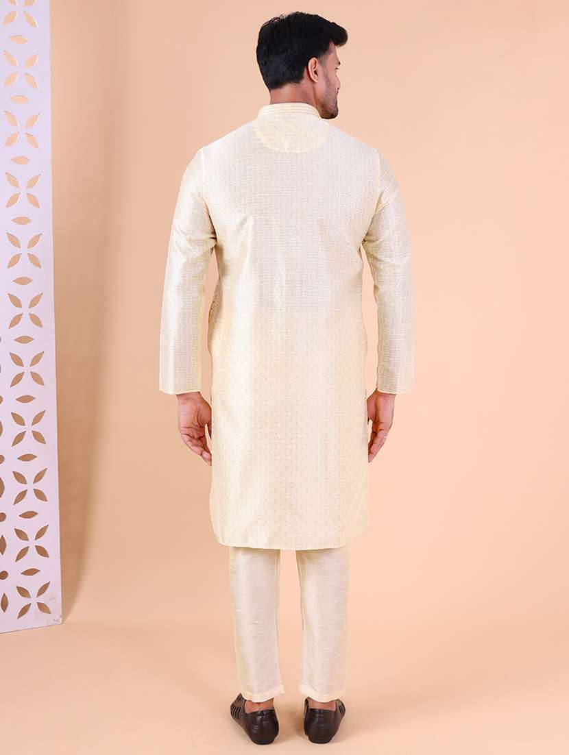 men mandarin neck kurta pyjama ethnic wear set - 22076009 - Standard Image - 4
