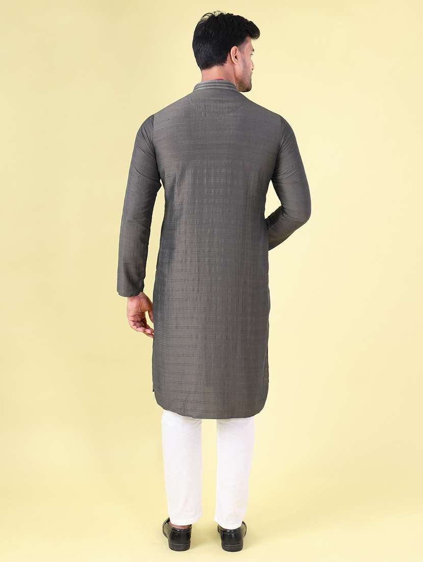 men mandarin neck kurta pyjama ethnic wear set - 22076010 - Standard Image - 4