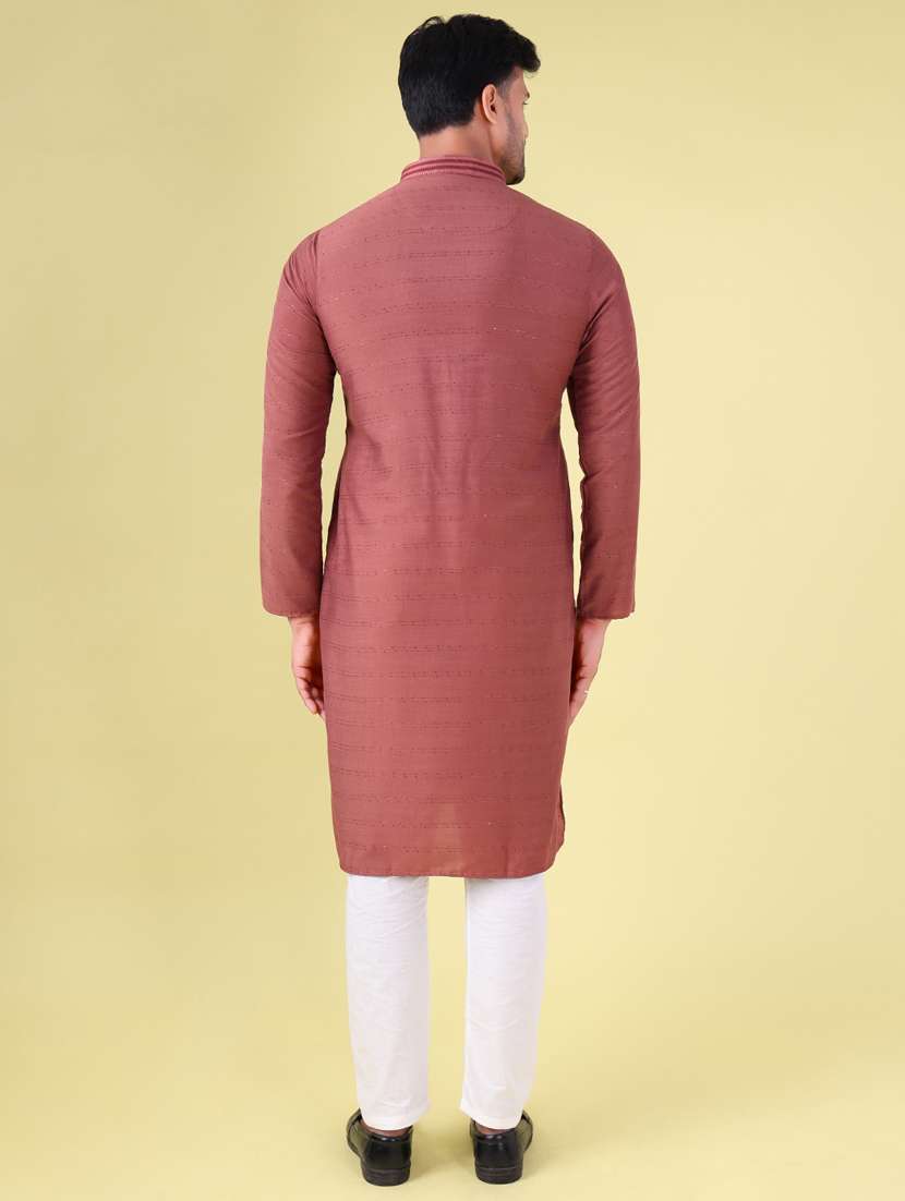 men mandarin neck kurta pyjama ethnic wear set - 22076011 - Standard Image - 4