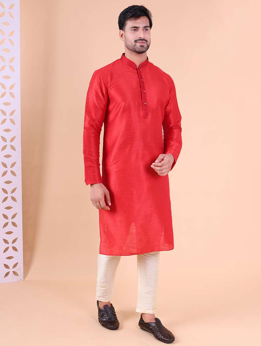 men mandarin neck kurta pyjama ethnic wear set - 22076013 - Standard Image - 1