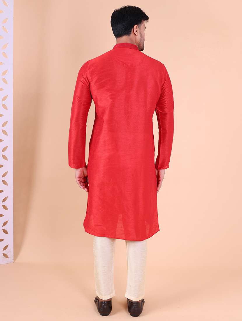 men mandarin neck kurta pyjama ethnic wear set - 22076013 - Standard Image - 4