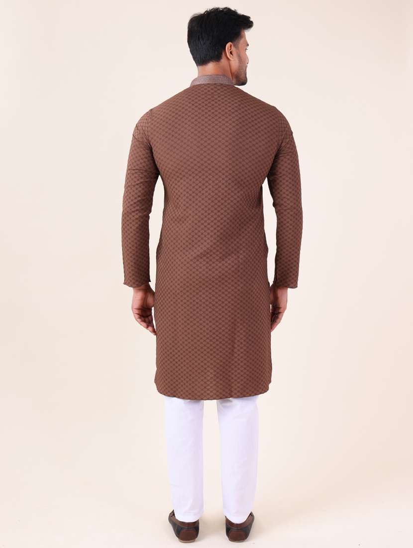 men mandarin neck kurta pyjama ethnic wear set - 22076017 - Standard Image - 4