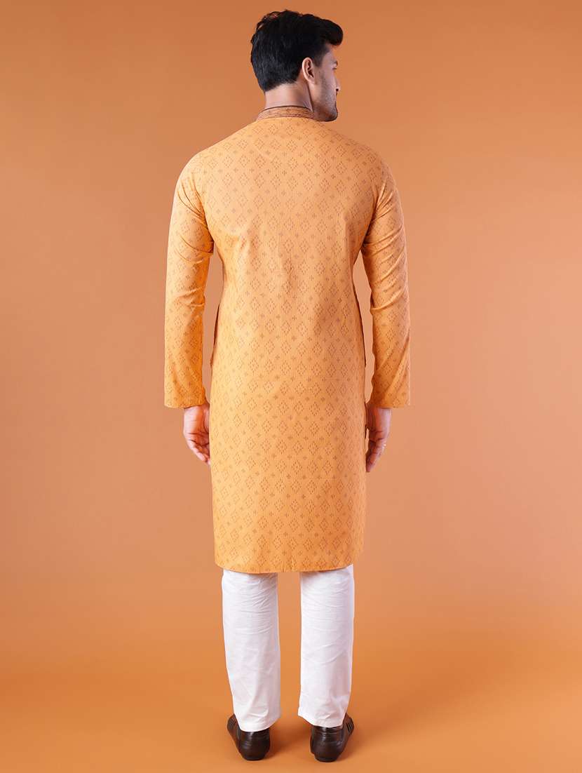 men mandarin neck kurta pyjama ethnic wear set - 22076019 - Standard Image - 4