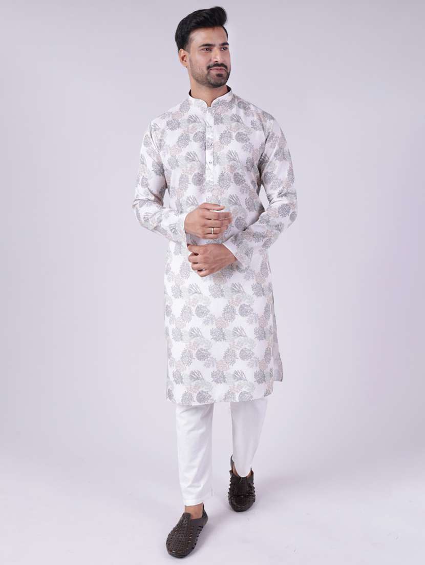 men mandarin neck kurta pyjama ethnic wear set - 22076020 - Standard Image - 1