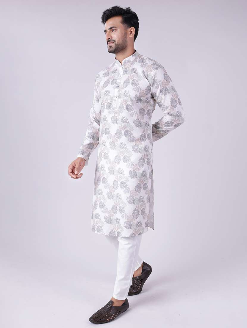 men mandarin neck kurta pyjama ethnic wear set - 22076020 - Standard Image - 4