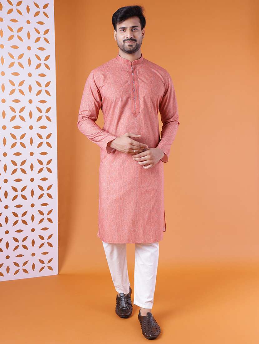 men mandarin neck kurta pyjama ethnic wear set - 22076021 - Standard Image - 1