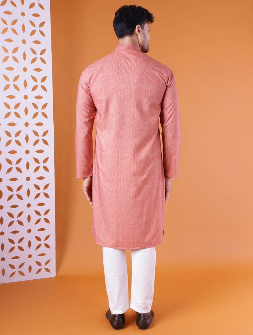 men mandarin neck kurta pyjama ethnic wear set - 22076021 - Standard Image - 4