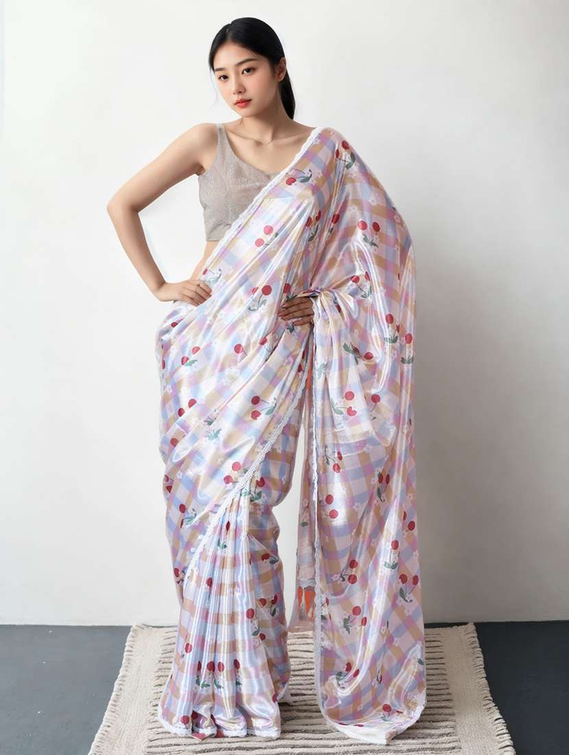 women printed casual wear saree with blouse