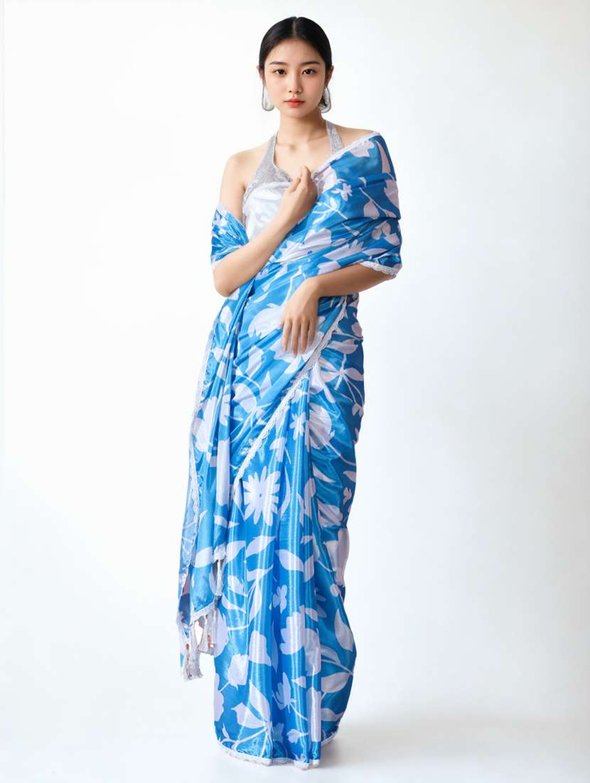 women printed casual wear saree with blouse