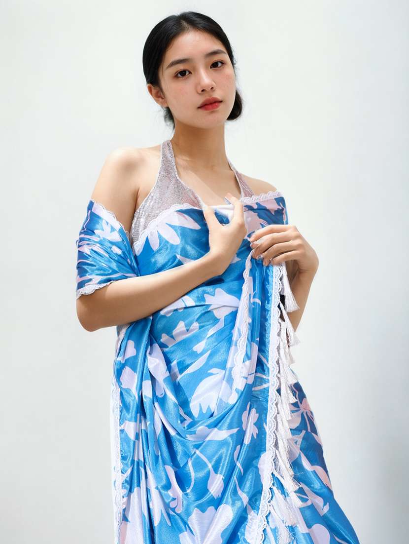 women printed casual wear saree with blouse - 22076041 - Standard Image - 1