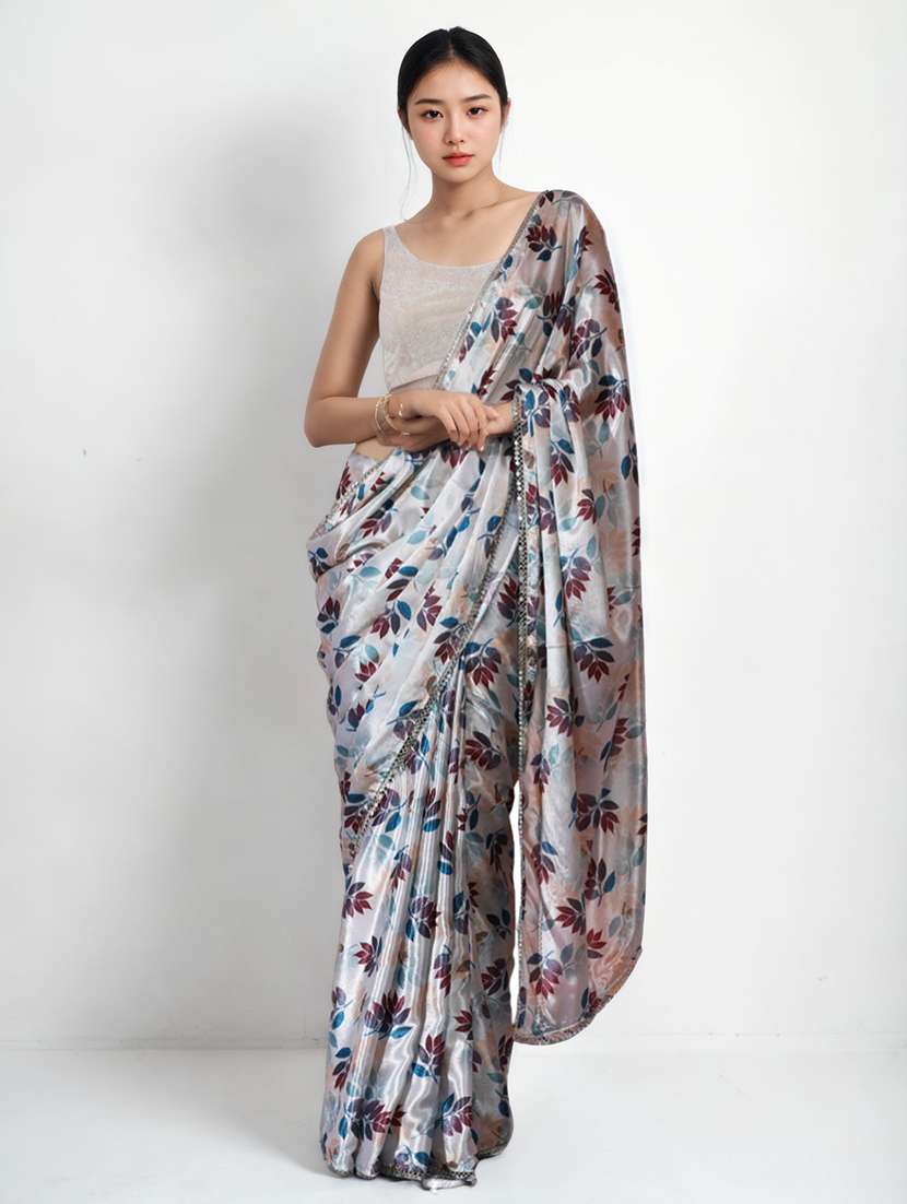 women printed casual wear saree with blouse