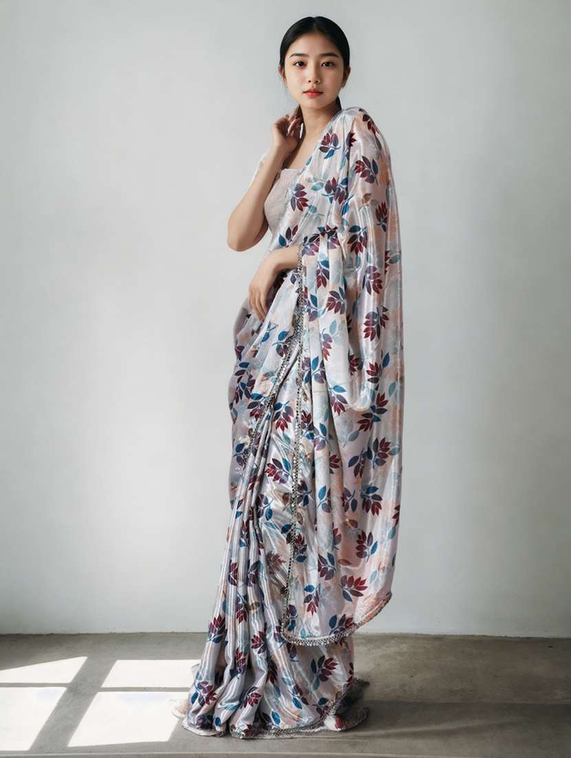 women printed casual wear saree with blouse - 22076058 -  Standard Image - 1