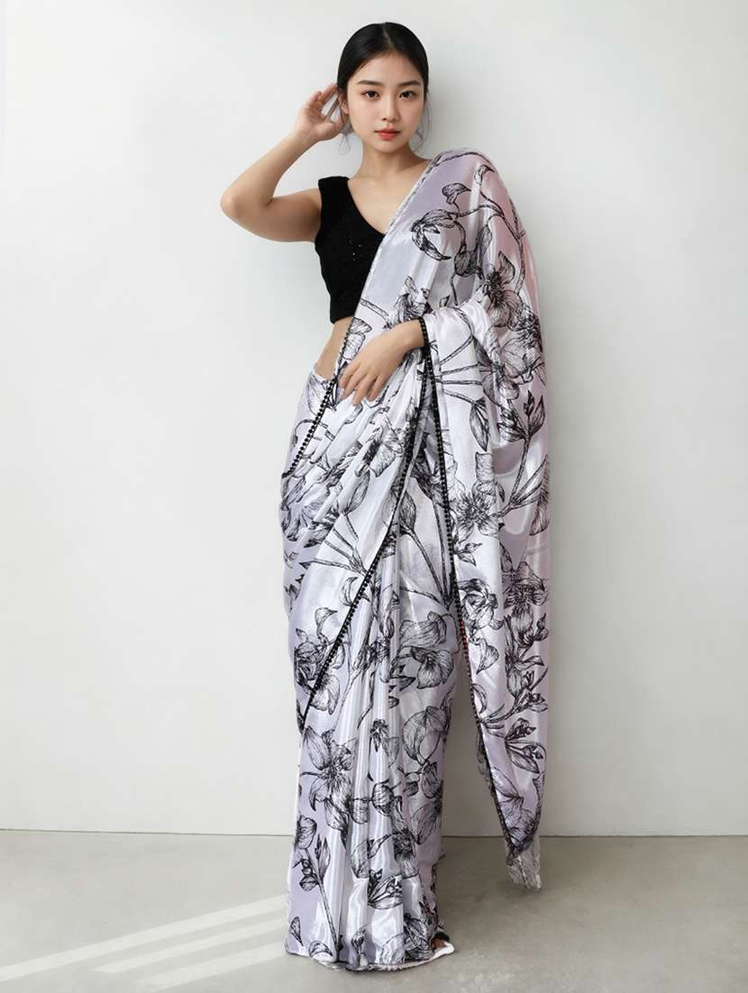 women printed casual wear saree with blouse