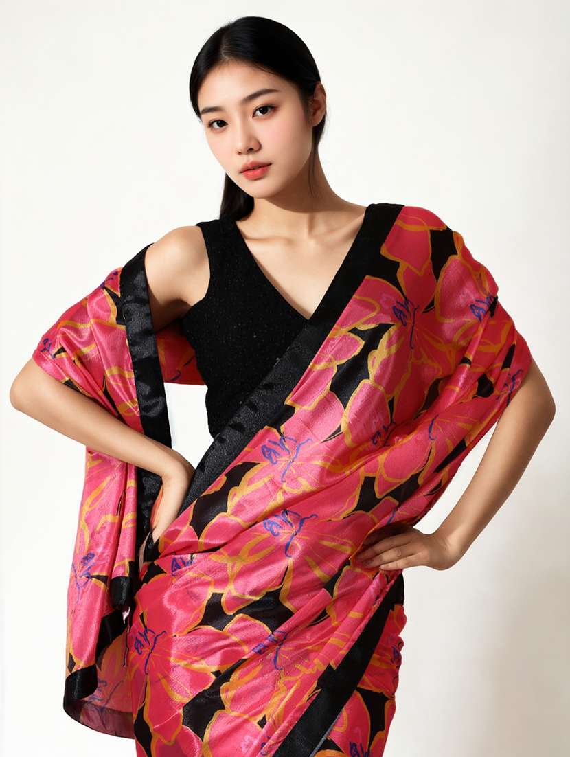 women printed casual wear saree with blouse - 22076064 -  Standard Image - 1