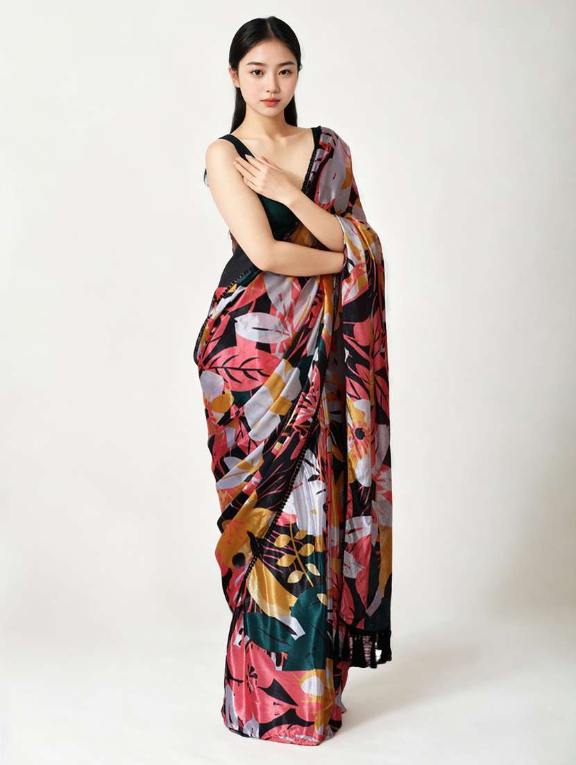 women printed casual wear saree with blouse - 22076066 - Standard Image - 1