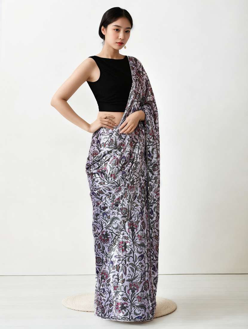 women printed casual wear saree with blouse - 22076078 - Standard Image - 1