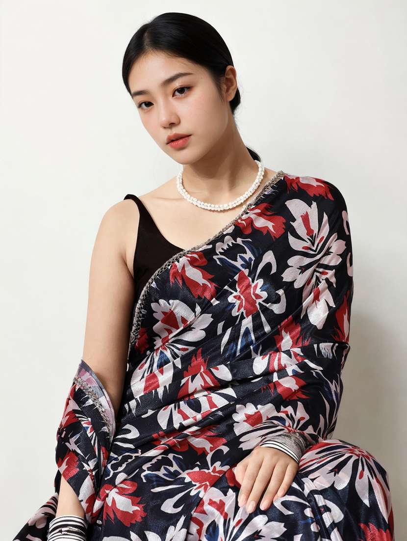 women printed casual wear saree with blouse - 22076079 -  Standard Image - 1