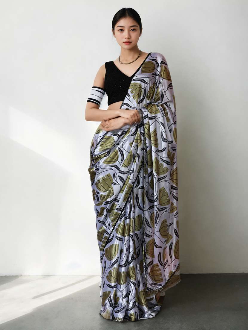 women printed casual wear saree with blouse