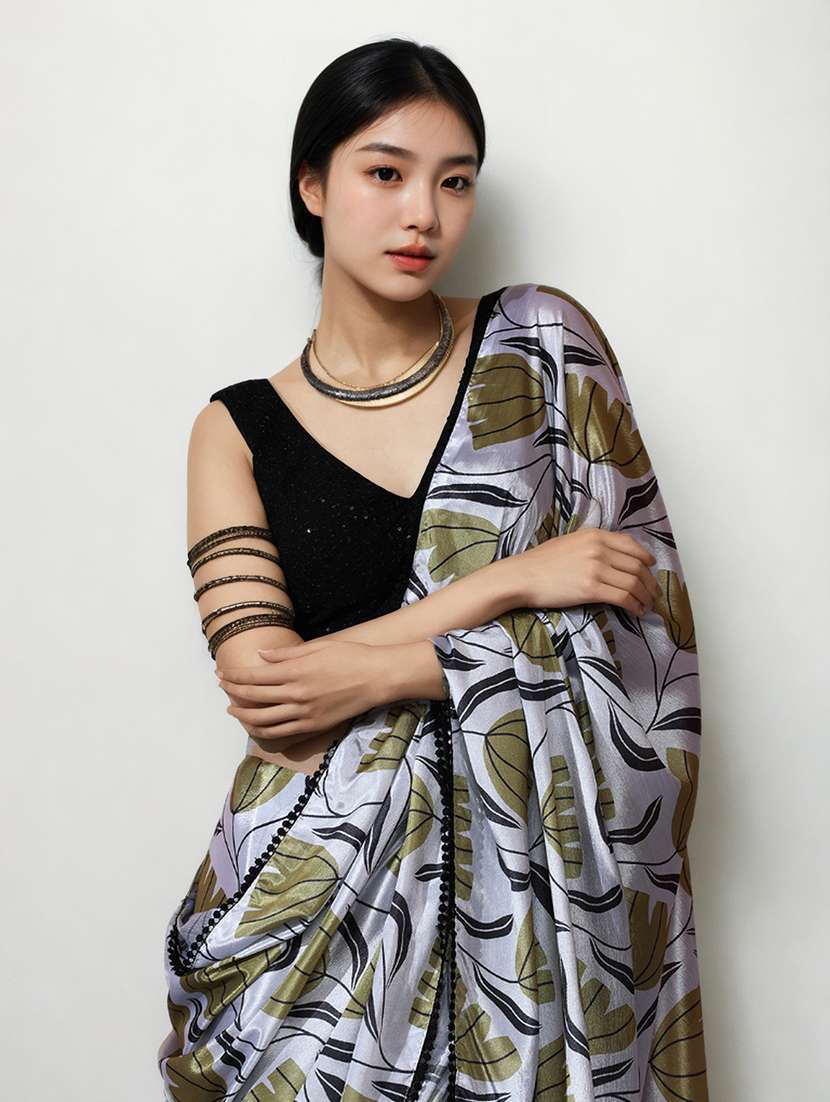 women printed casual wear saree with blouse - 22076081 -  Standard Image - 1