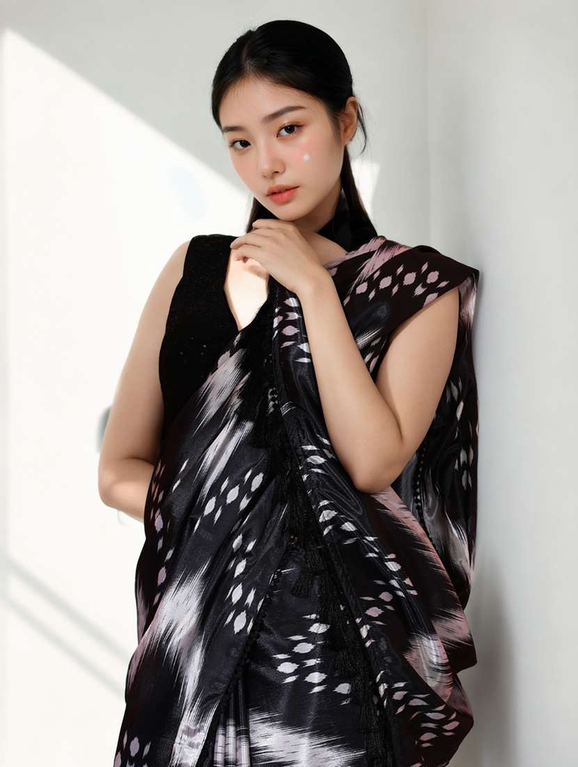 women printed casual wear saree with blouse - 22076084 - Standard Image - 1