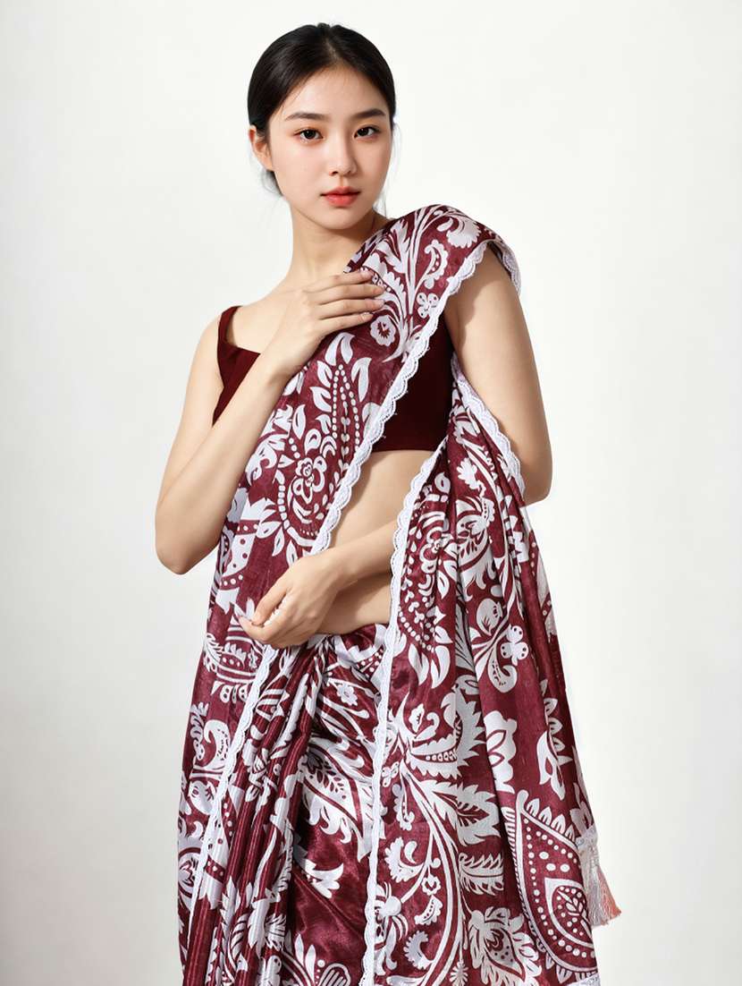 women printed casual wear saree with blouse - 22076088 -  Standard Image - 1