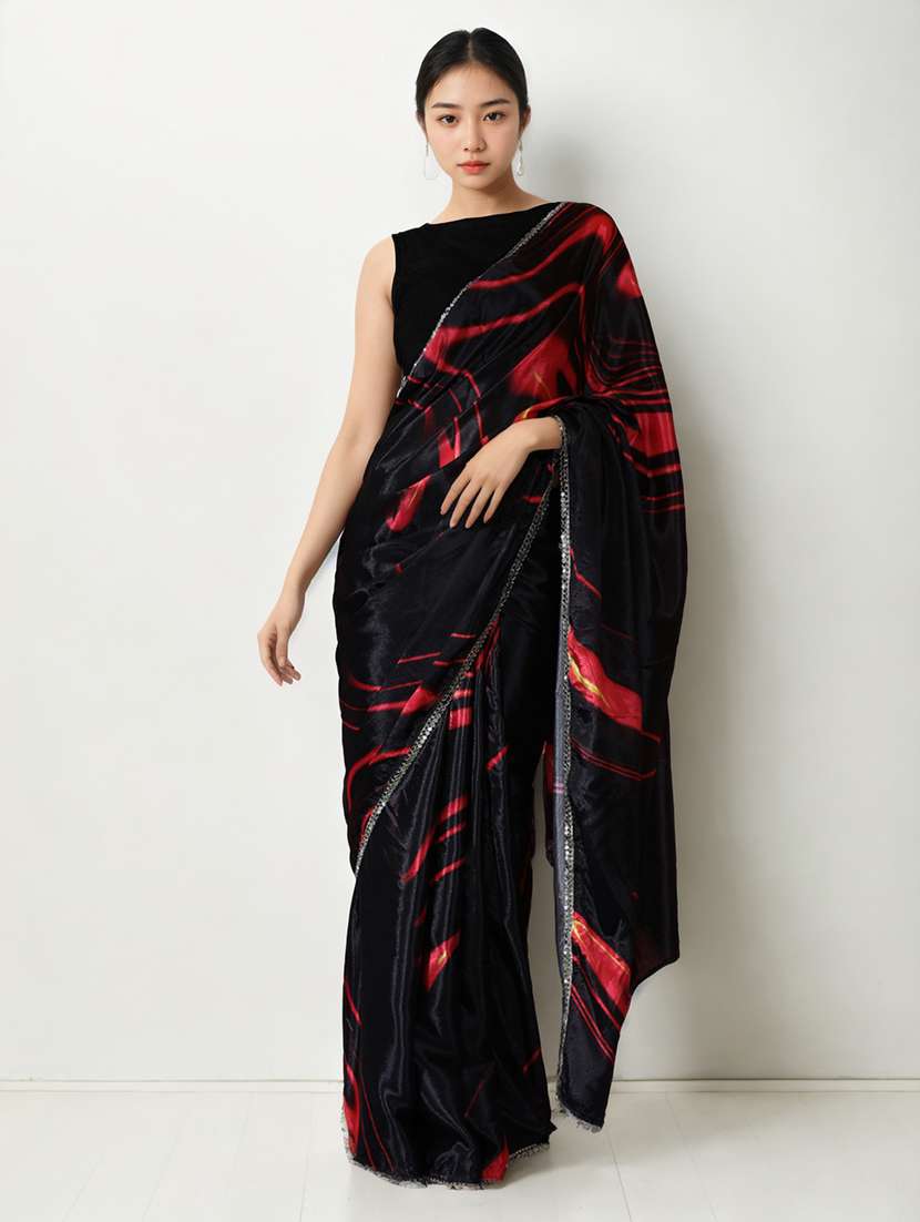 women printed casual wear saree with blouse