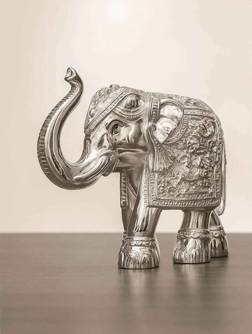 pure silver plated elephant home decor showpiece - 22076127 -  Standard Image - 1