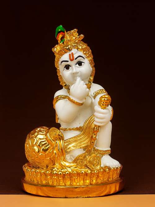 polyresin golden white laddu gopal showpiece - 22076128 - Standard Image - 0