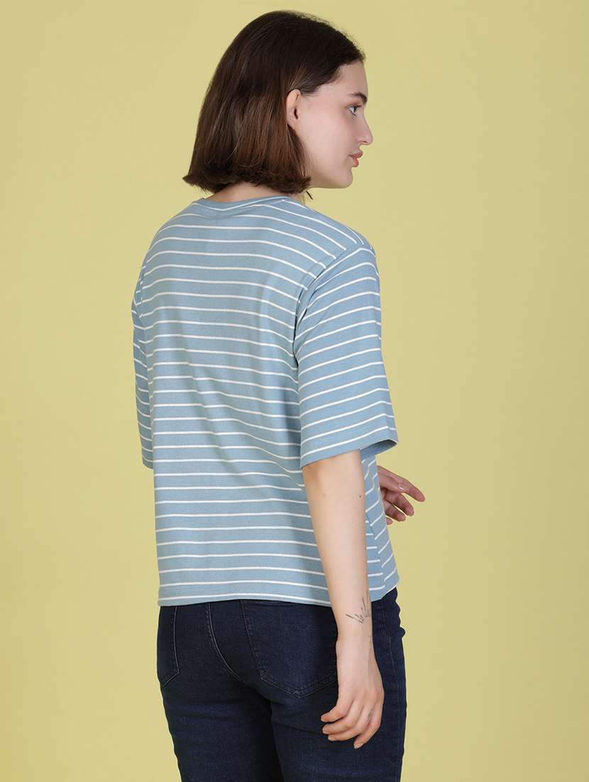 women striped short sleeve regular fit t-shirt - 22076314 -  Standard Image - 4