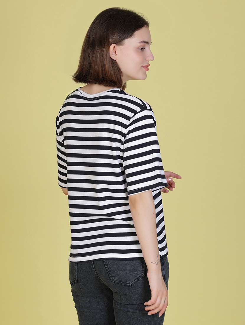 women striped short sleeve regular fit t-shirt - 22076315 -  Standard Image - 4
