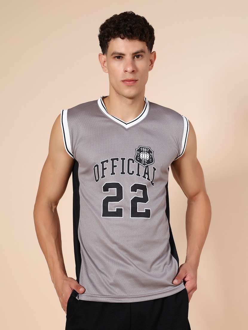 men front print sleeveless regular fit t-shirt - 22076335 -  Standard Image - 1