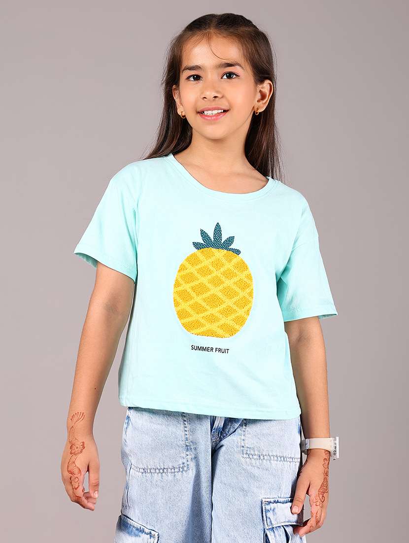 girls printed round neck short sleeves tee - 22076339 -  Standard Image - 1