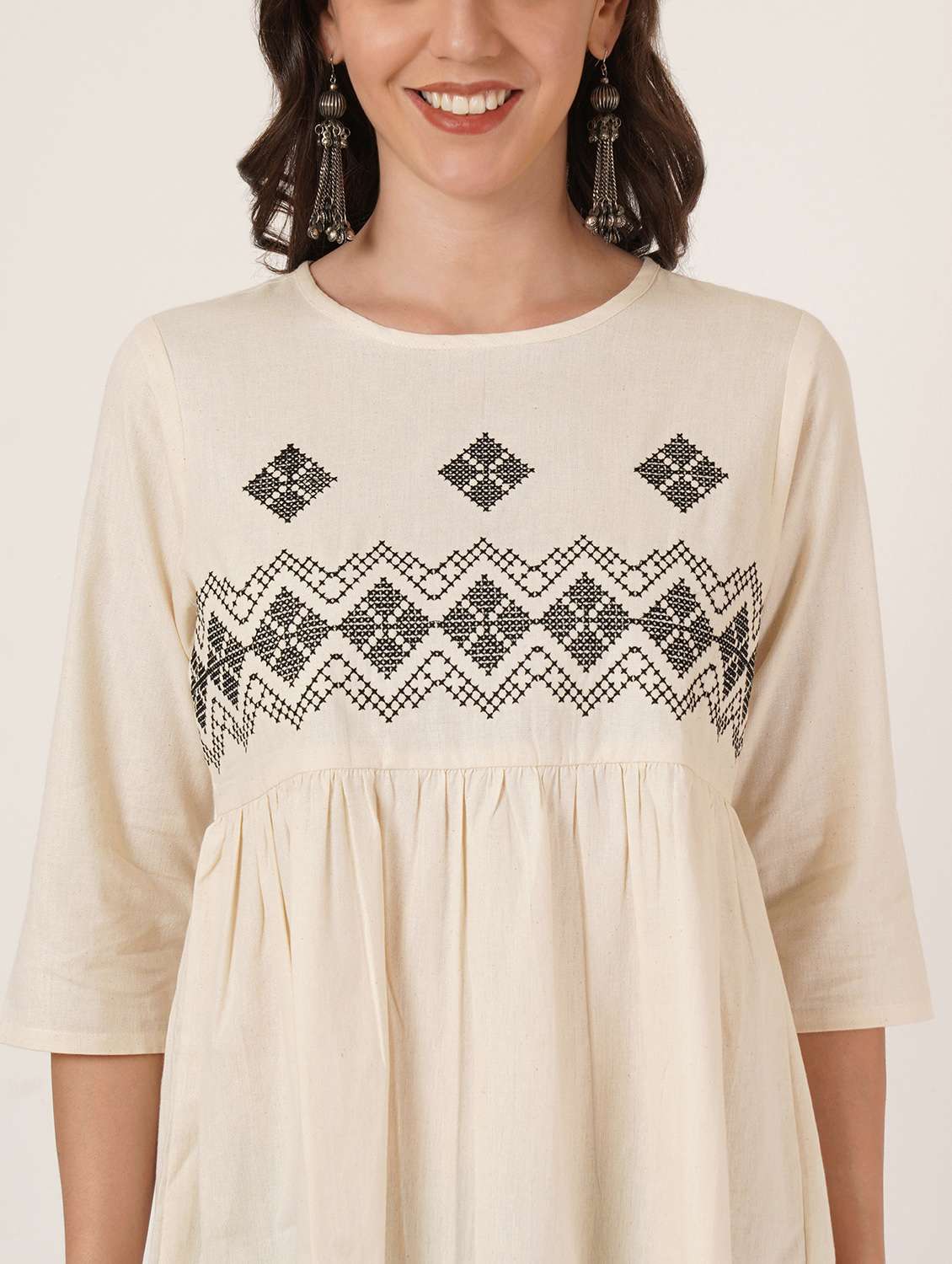 women self designed three quartre sleeve top - 22076360 - Standard Image - 6