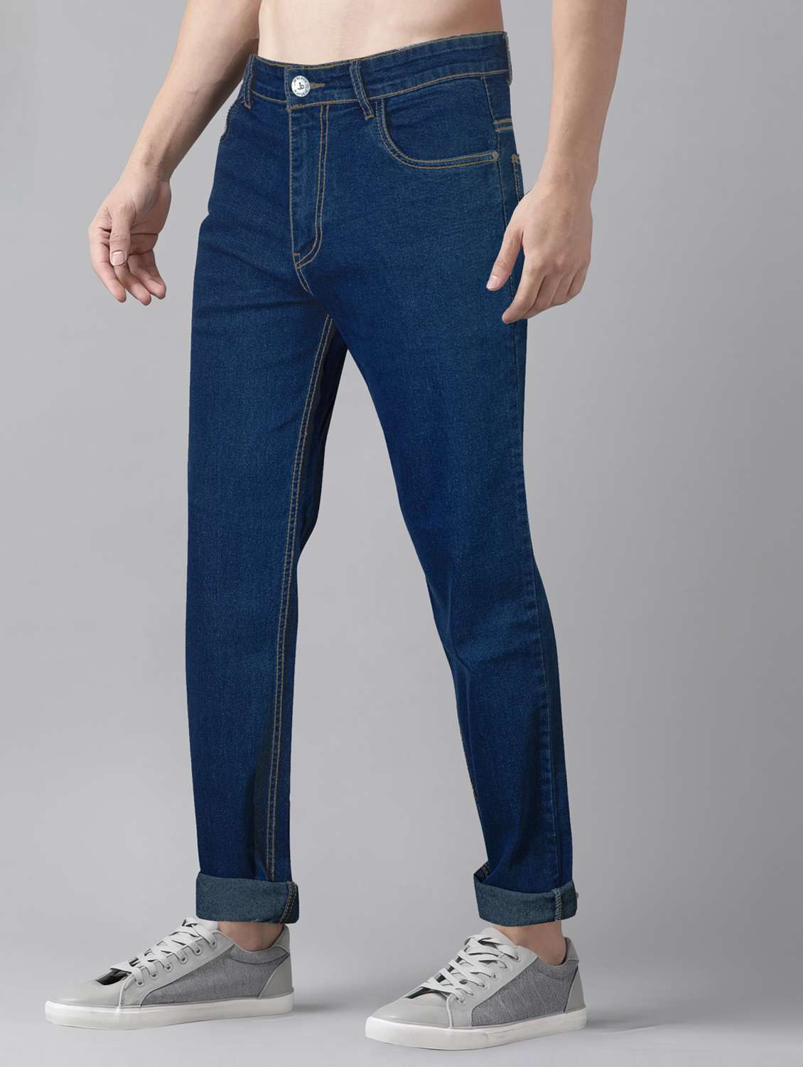men plain mid rise full length jeans - 22076407 -  Standard Image - 1