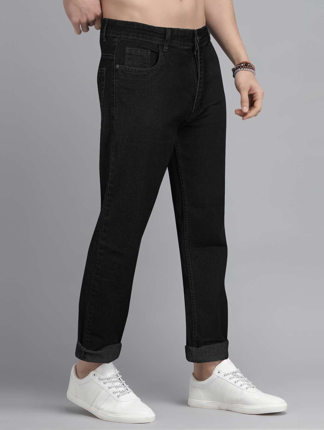 men plain mid rise full length jeans - 22076408 -  Standard Image - 1