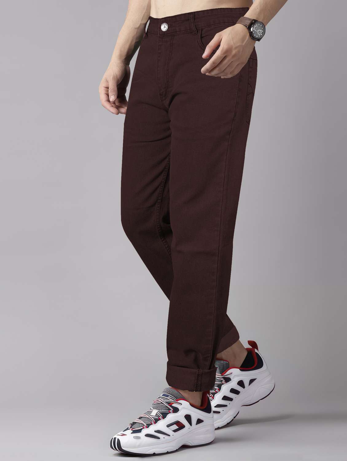 men plain mid rise full length jeans - 22076409 -  Standard Image - 1