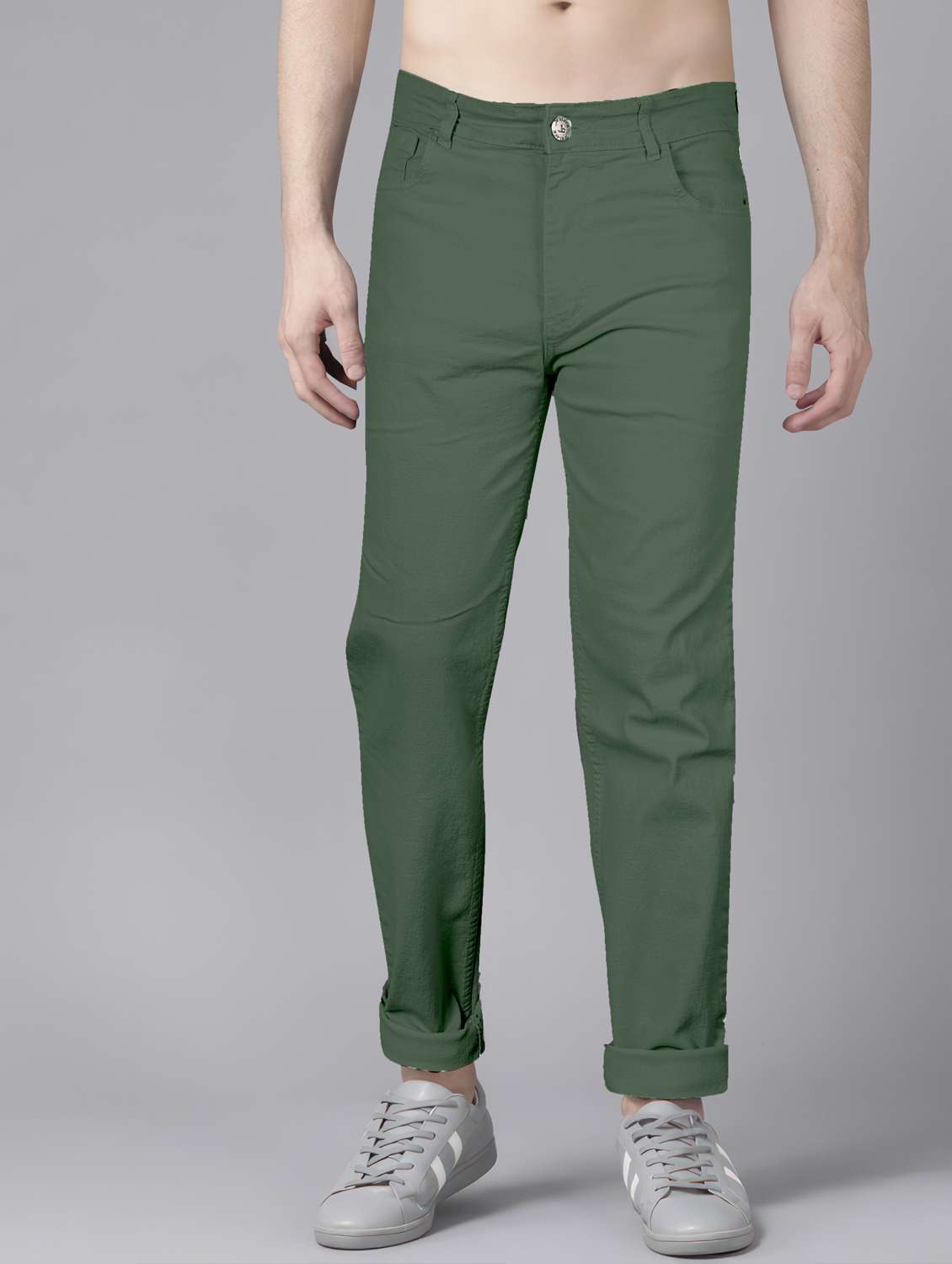 men plain mid rise full length jeans