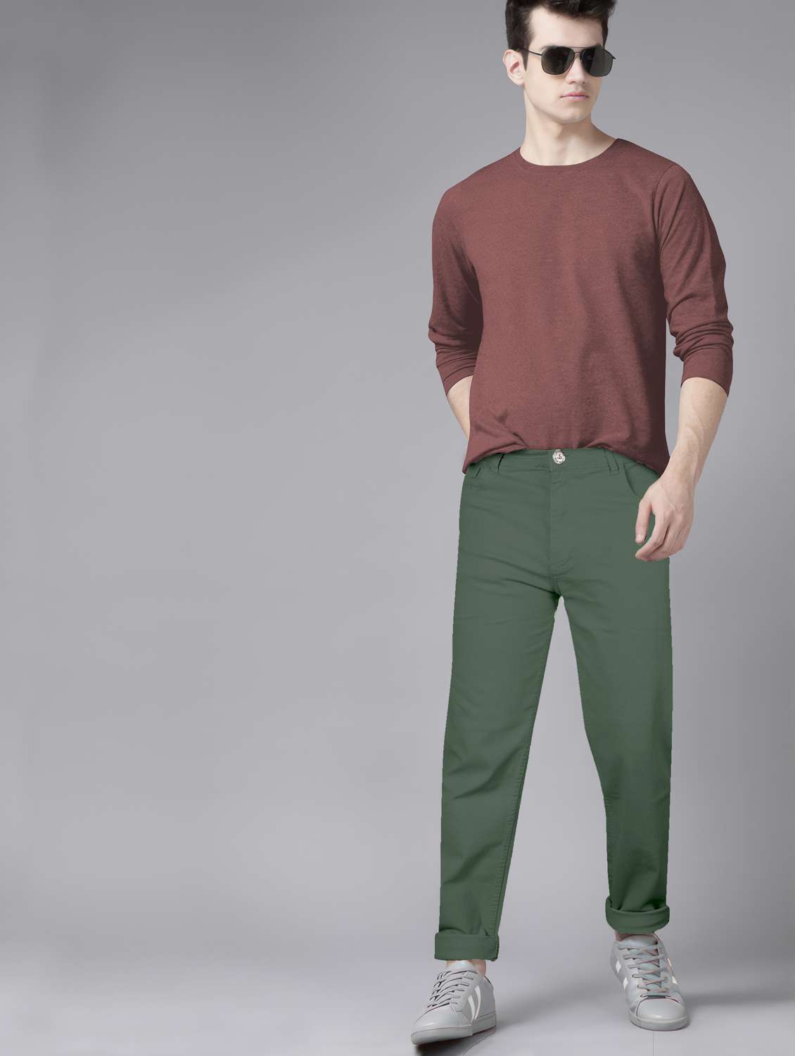 men plain mid rise full length jeans - 22076410 -  Standard Image - 4