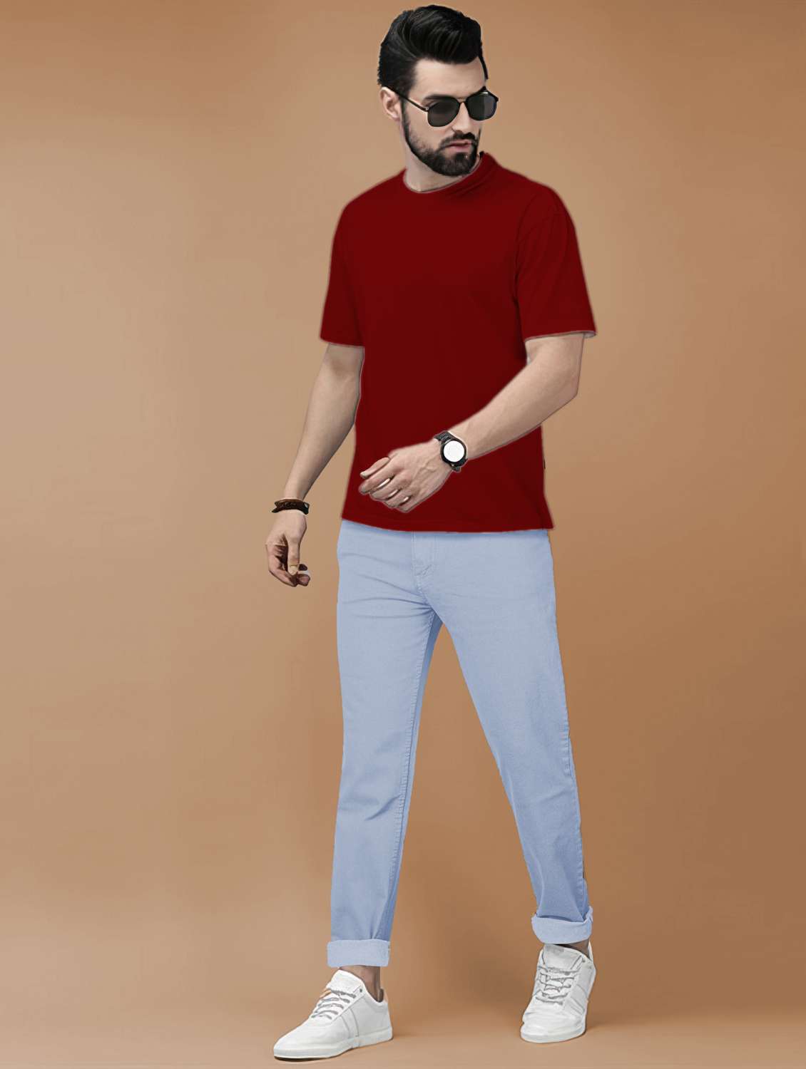 men plain mid rise full length jeans - 22076411 -  Standard Image - 4