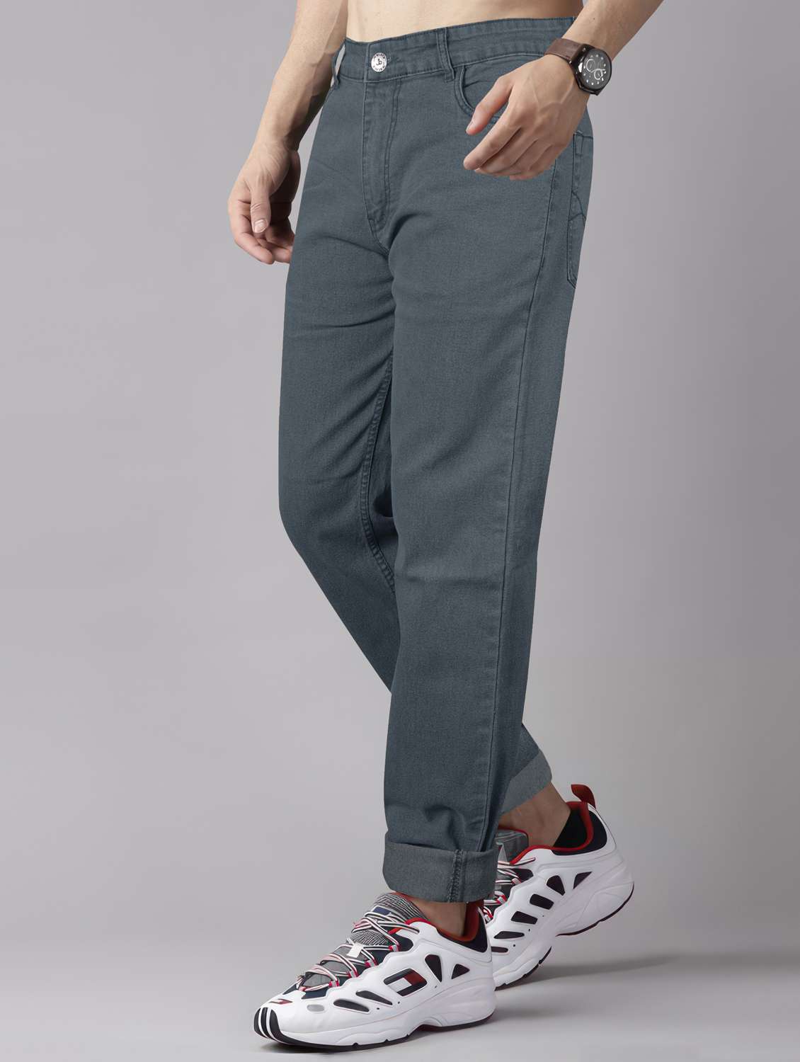 men plain mid rise full length jeans - 22076414 -  Standard Image - 1