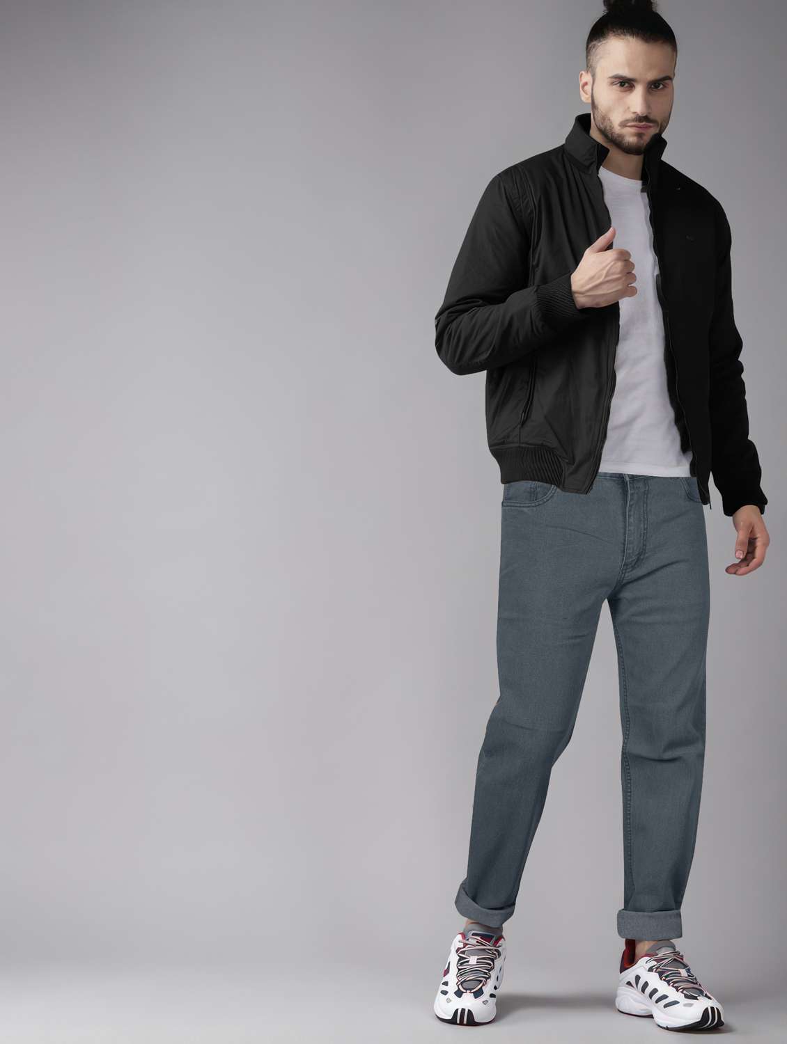 men plain mid rise full length jeans - 22076414 -  Standard Image - 4