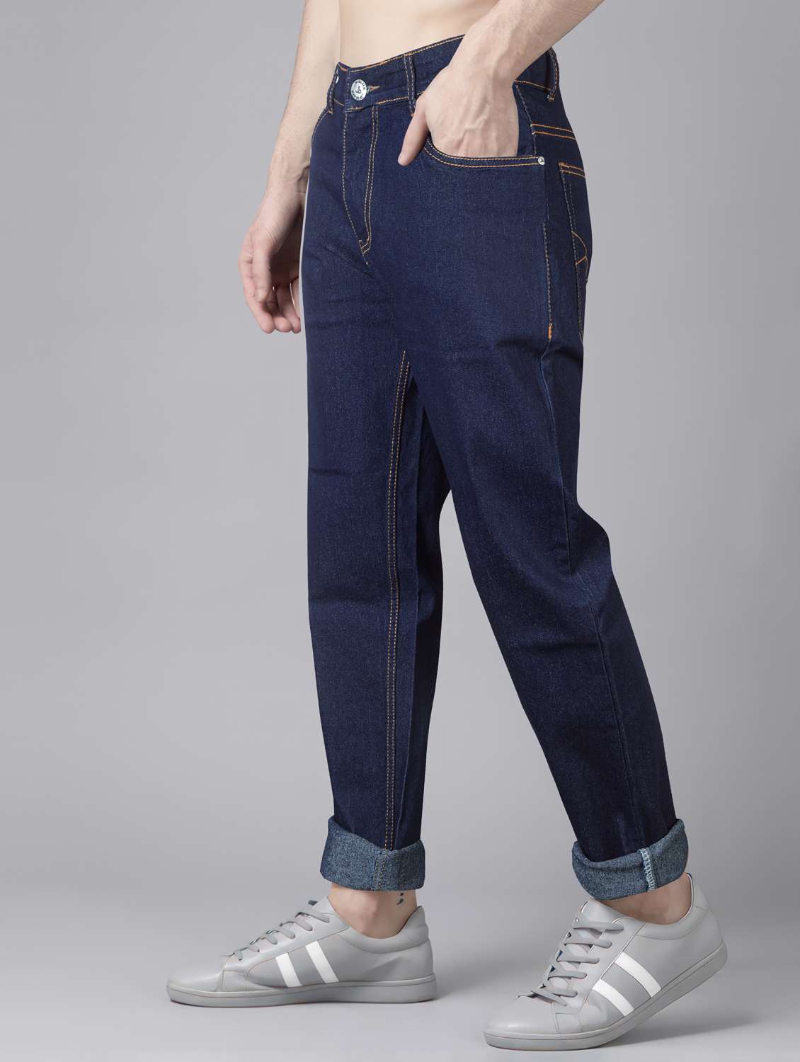 men plain mid rise full length jeans - 22076419 -  Standard Image - 1