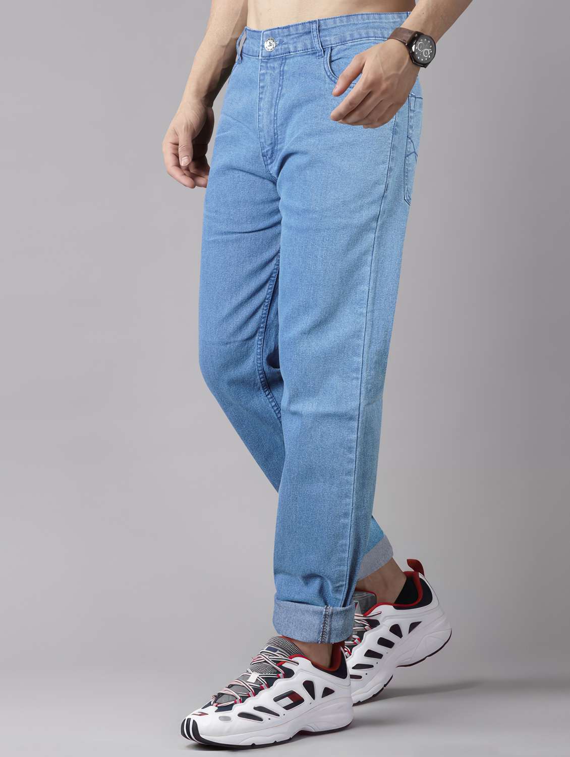 men plain mid rise full length jeans - 22076421 -  Standard Image - 1