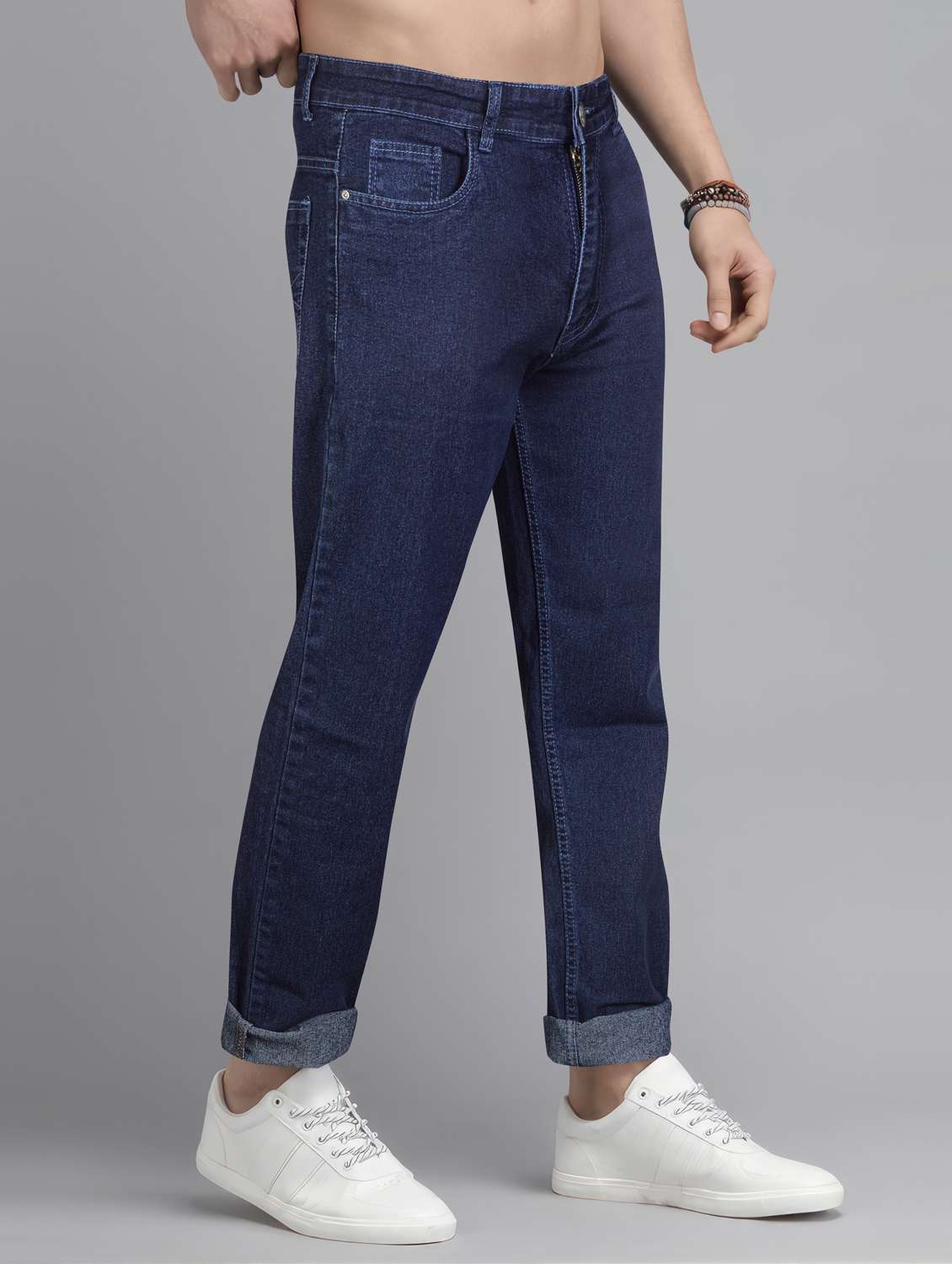 men plain mid rise full length jeans - 22076425 -  Standard Image - 1