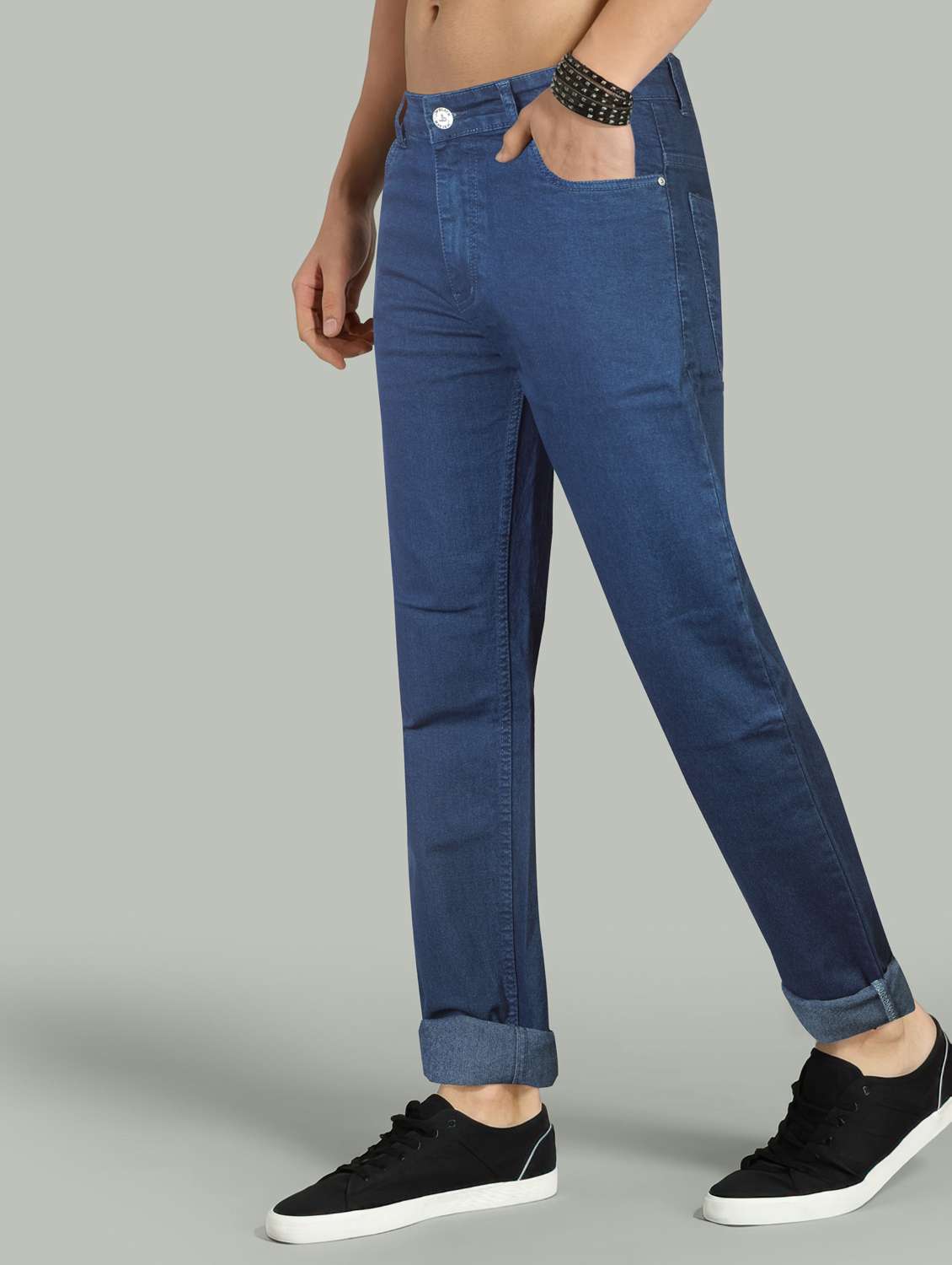 men plain mid rise full length jeans - 22076427 -  Standard Image - 1