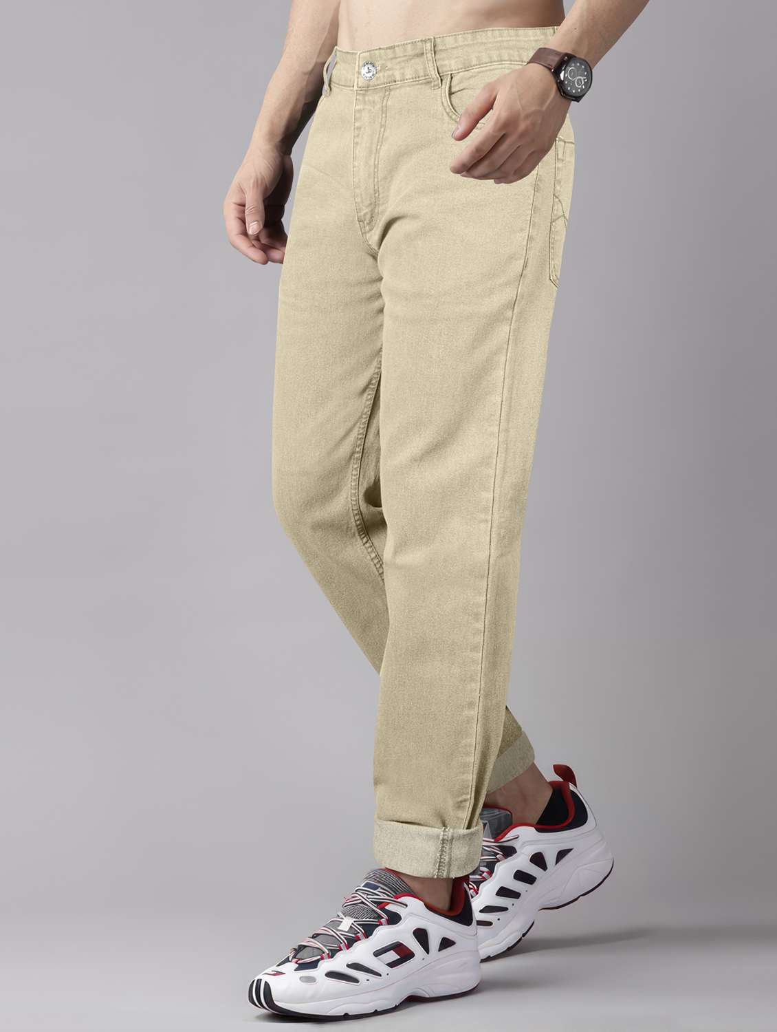 men plain mid rise full length jeans - 22076428 -  Standard Image - 1